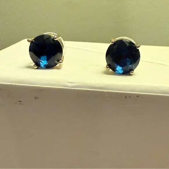 Vintage Y2K KATE SPADE • Navy/Gold Gumdrop Stud Earrings - Picture 2 of 10